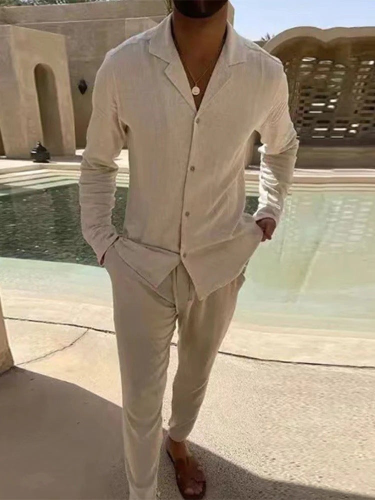 Heren verlengde blouse en broek 2-delige set