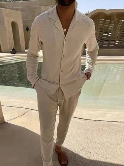 Heren verlengde blouse en broek 2-delige set