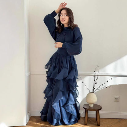 Elegant Ruffle Pleated Dress