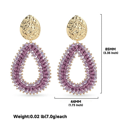 Geometric Oval Crystal Drop Earrings