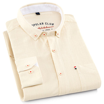 Men's Cotton Linen Square Collar Long Sleeve Cardigan