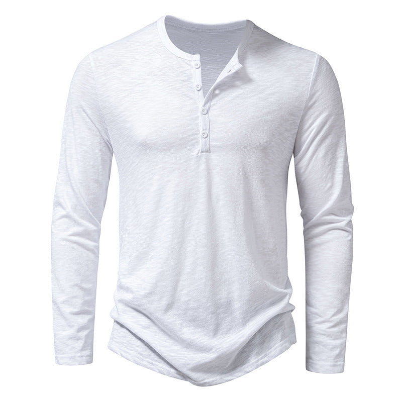 Mens Bamboo Cotton Henley Long Sleeve T-Shirt