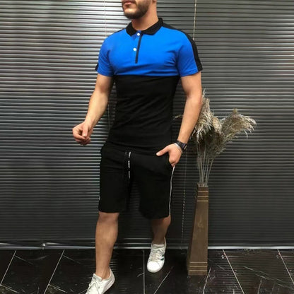 Heren casual pak revers poloshirt en shorts