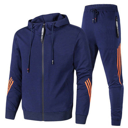 Printed Hooded Sports Sweatshirt and Pants Set