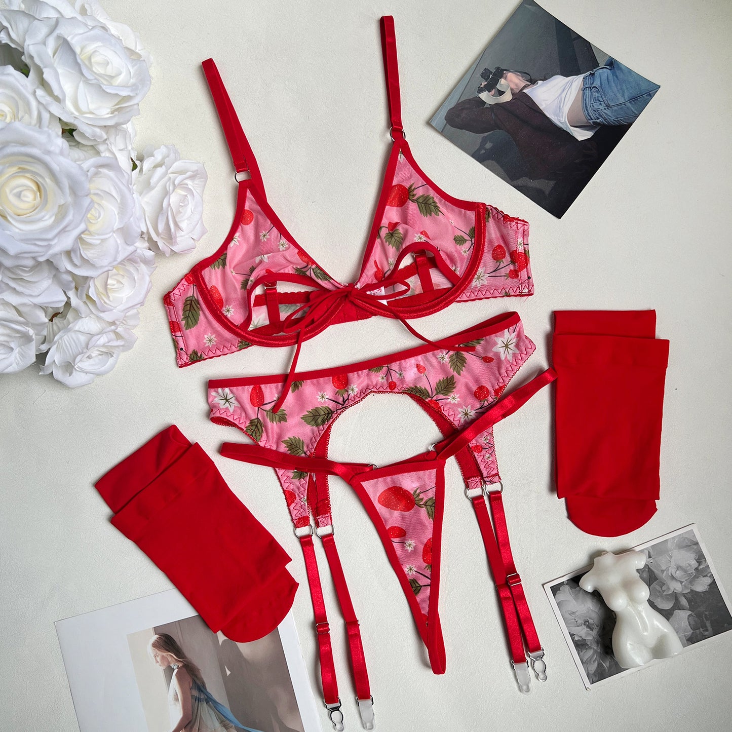 Floral Mesh Lingerie Bodysuit