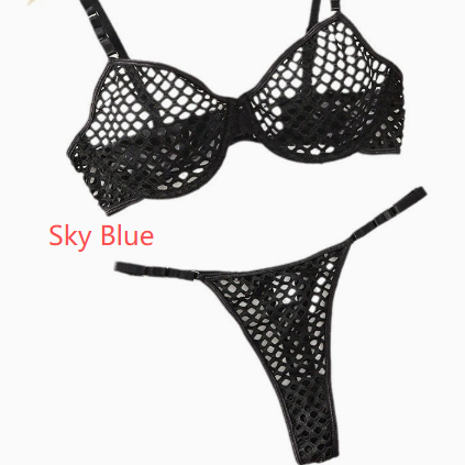 Hollow Mesh Lingerie Two-Piece Set