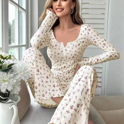 Floral Print Long Sleeve Pajama Set