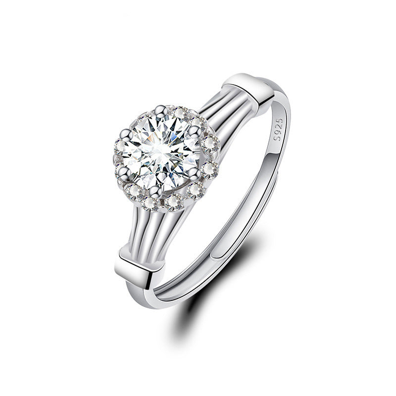 Adjustable Cubic Zirconia Ring Women Classic Six Claw Design