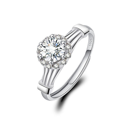 Adjustable Cubic Zirconia Ring Women Classic Six Claw Design