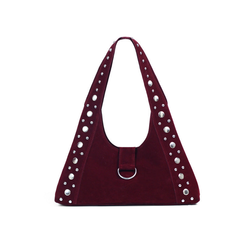 Women's Corduroy Studded Magnetic Clasp Underarm Bag