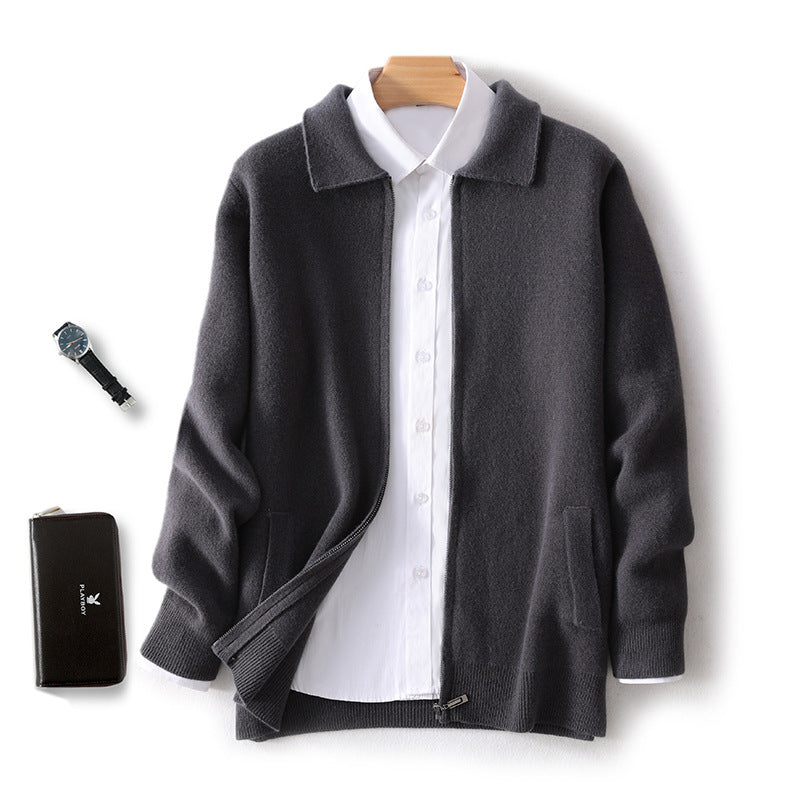 Pure Wool Knitted Cardigan for Men