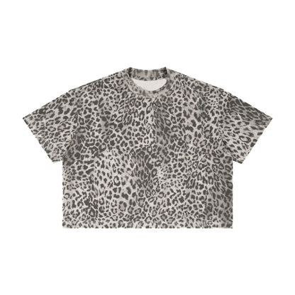 Men's Leopard Print Cotton Blend Loose Short Sleeve T-Shirt
