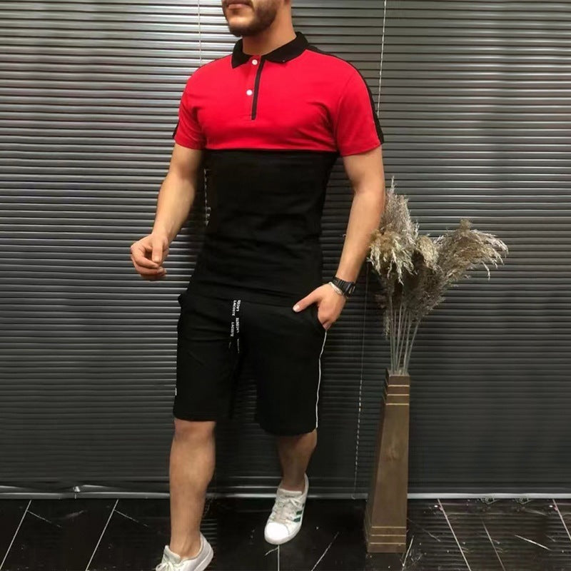 Heren casual pak revers poloshirt en shorts