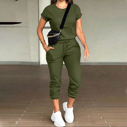 2-Delige Set Shirt Plus Broek Met Zakken En Trekkoord