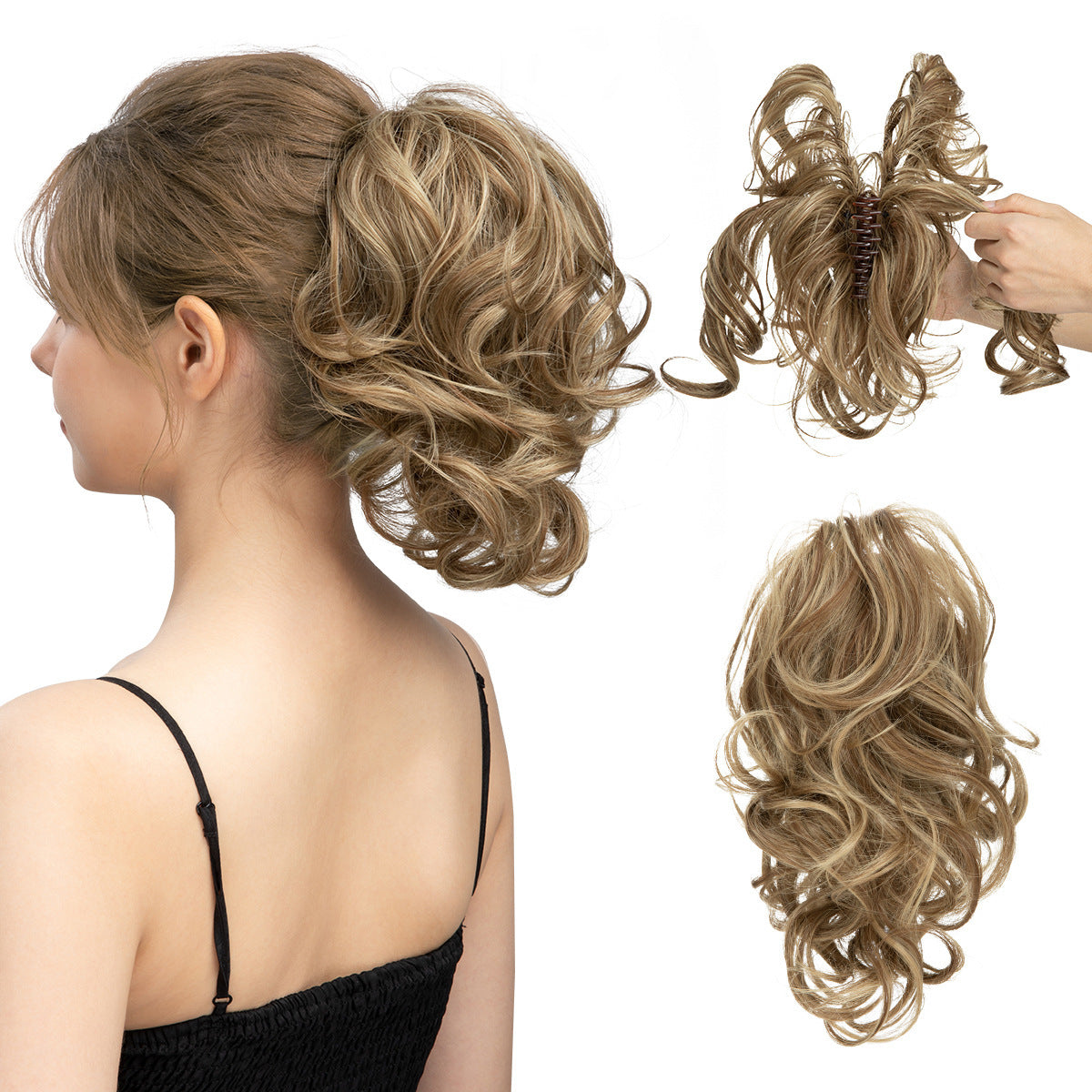 Short Synthetic Adjustable Fluffy Natural Grip Ponytail