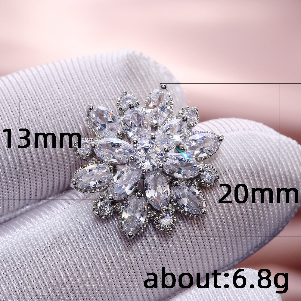 Double Layer Sunflower Zircon Women Earrings