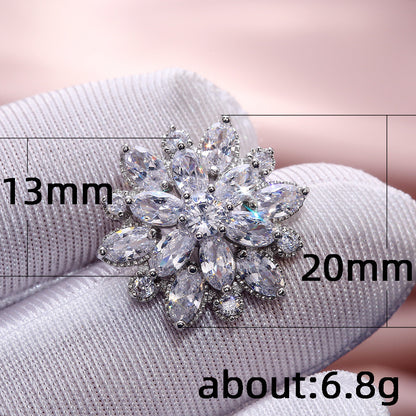 Double Layer Sunflower Zircon Women Earrings