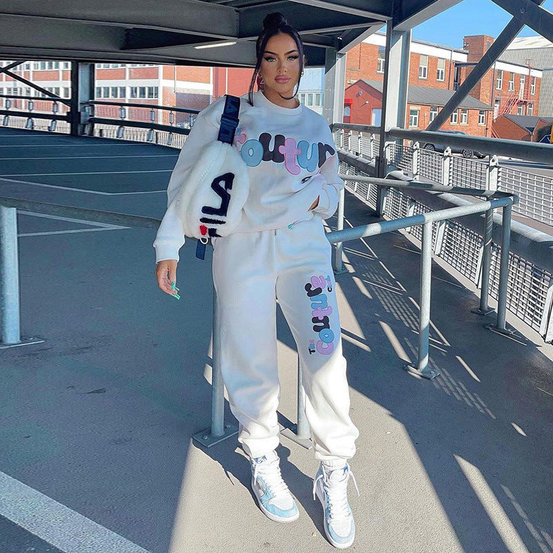 Engels bedrukt sweatshirt en joggingbroek los tweedelig pak