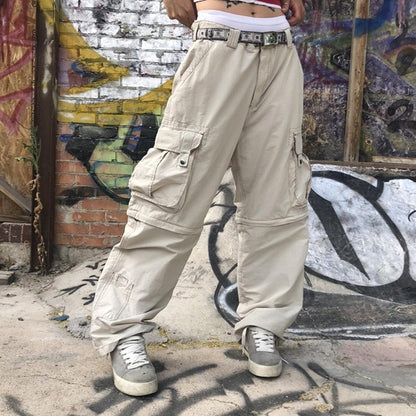 Europese cargo jeans met lage taille en meerdere zakken voor unisex