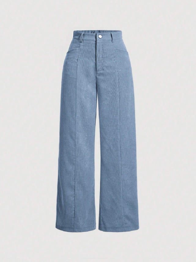 Retro High-Waist Wide-Leg Corduroy Women's Trousers