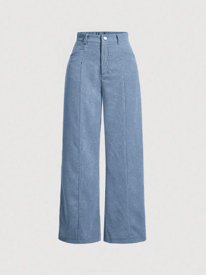 Retro High-Waist Wide-Leg Corduroy Women's Trousers