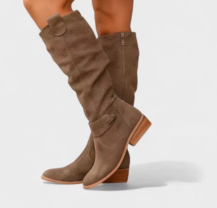 Side-zipper burnout high-top women?s boots
