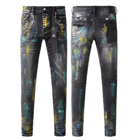 Streetdesigner effen Amerikaanse retro hiphop jeans met verfspatten