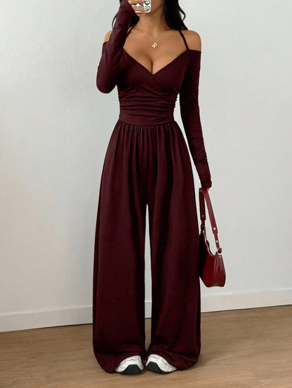 Women's V-Neck Wide-Leg Jumpsuit