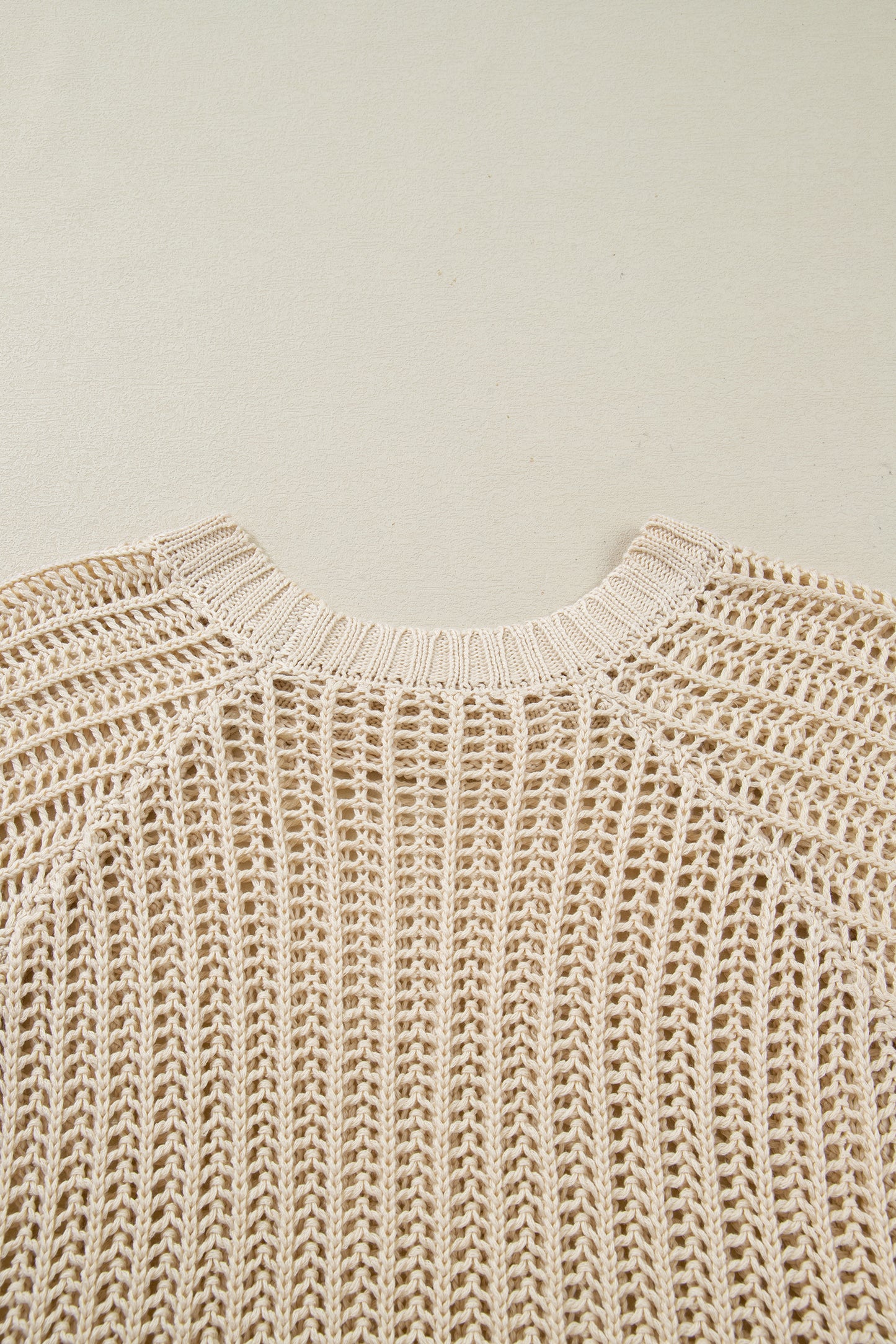 Plus size open gebreide trui met strik en korte mouwen