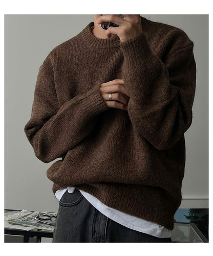 Mens Solid Color Knit Sweater
