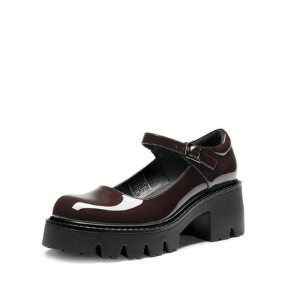 French Retro Chunky Heel Mary Jane Shoes