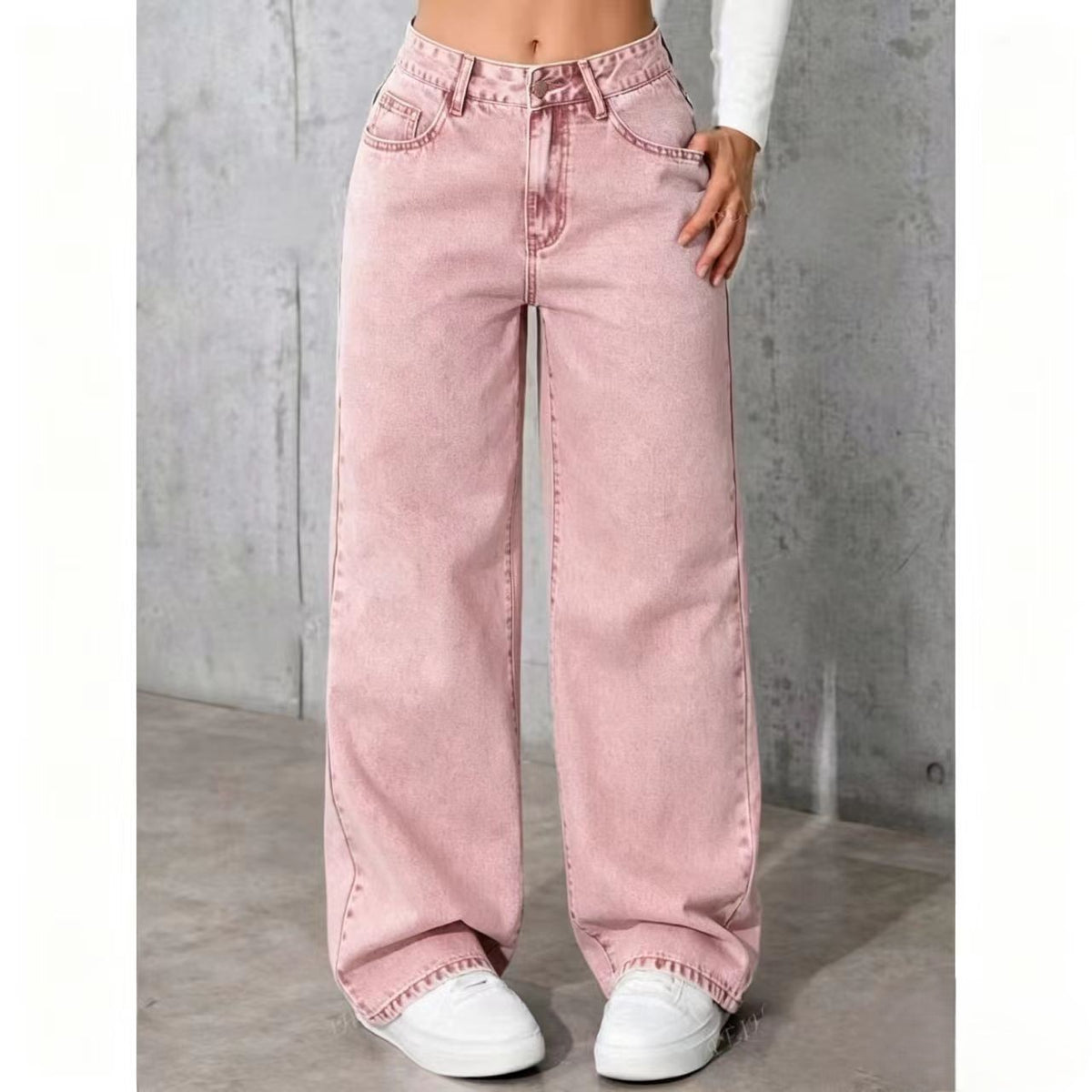 Women's High Waisted Retro Straight Leg Denim Pants