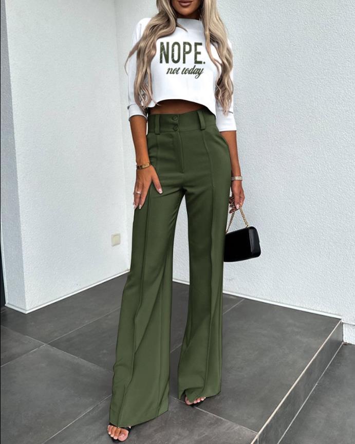 Women's Nine-Quarter Sleeve Slim-Fit Suit Set