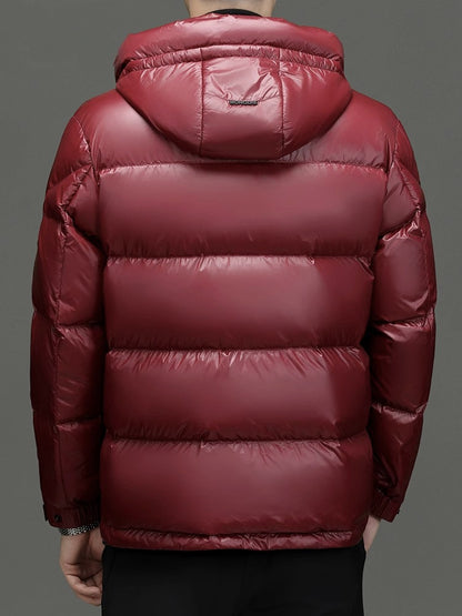 Heren warme winter donsjack met capuchon in grote maten