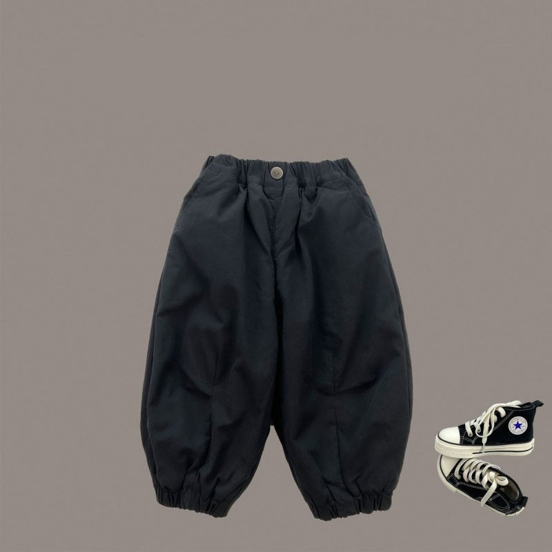 Baby / Kinder fluwelen dikke katoenen jas met capuchon broek of tweedelige set