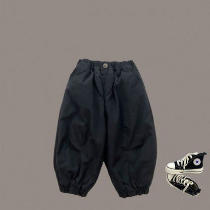 Baby / Kinder fluwelen dikke katoenen jas met capuchon broek of tweedelige set