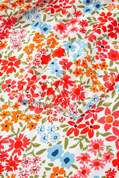 Plus size mini-jurk met knoopsluiting V-hals luipaard of bloemenprint losse pasvorm