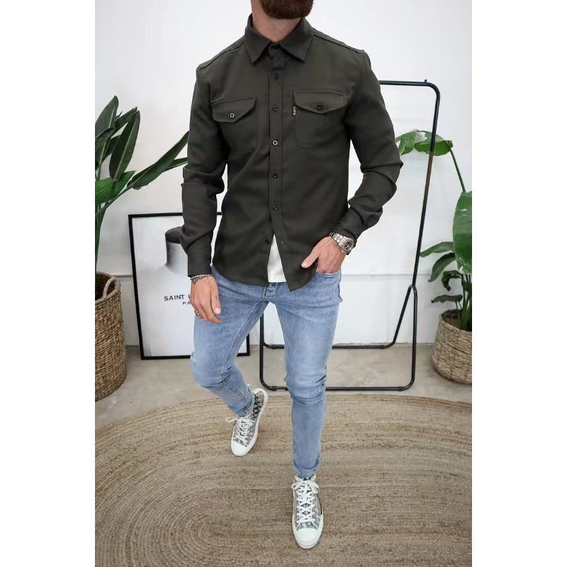 Men's Casual Long Sleeve Slim Fit Cotton Shirt
