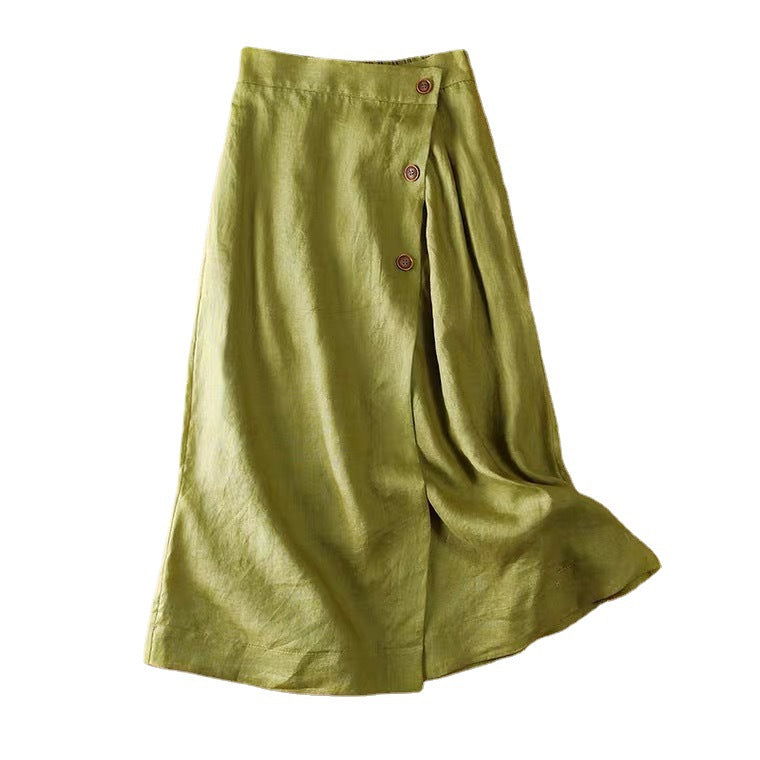 Women's Cotton Linen A-Line Flared Skirt