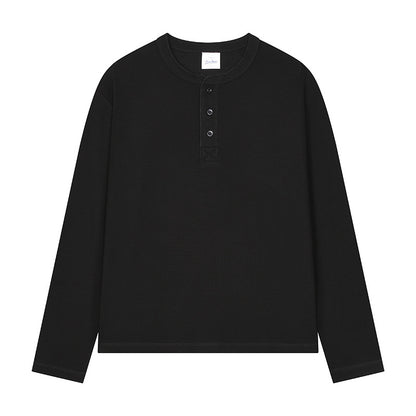 Men's Lightweight Waffle Knit Long Sleeve Henry Collar T-Shirt