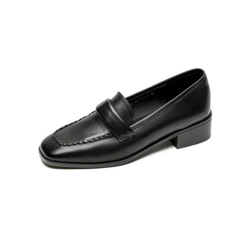 Genuine Leather Medium Heel Loafers for Women