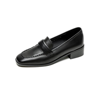 Genuine Leather Medium Heel Loafers for Women