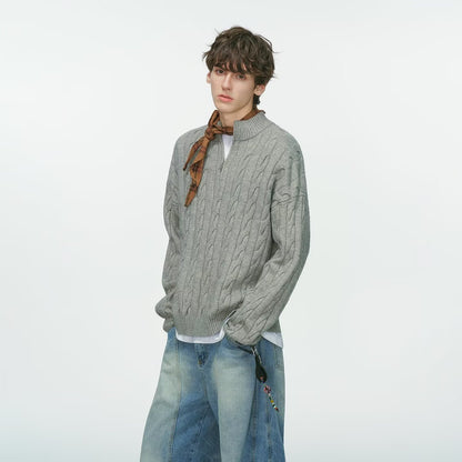Half Zip Cable Knit Sweater