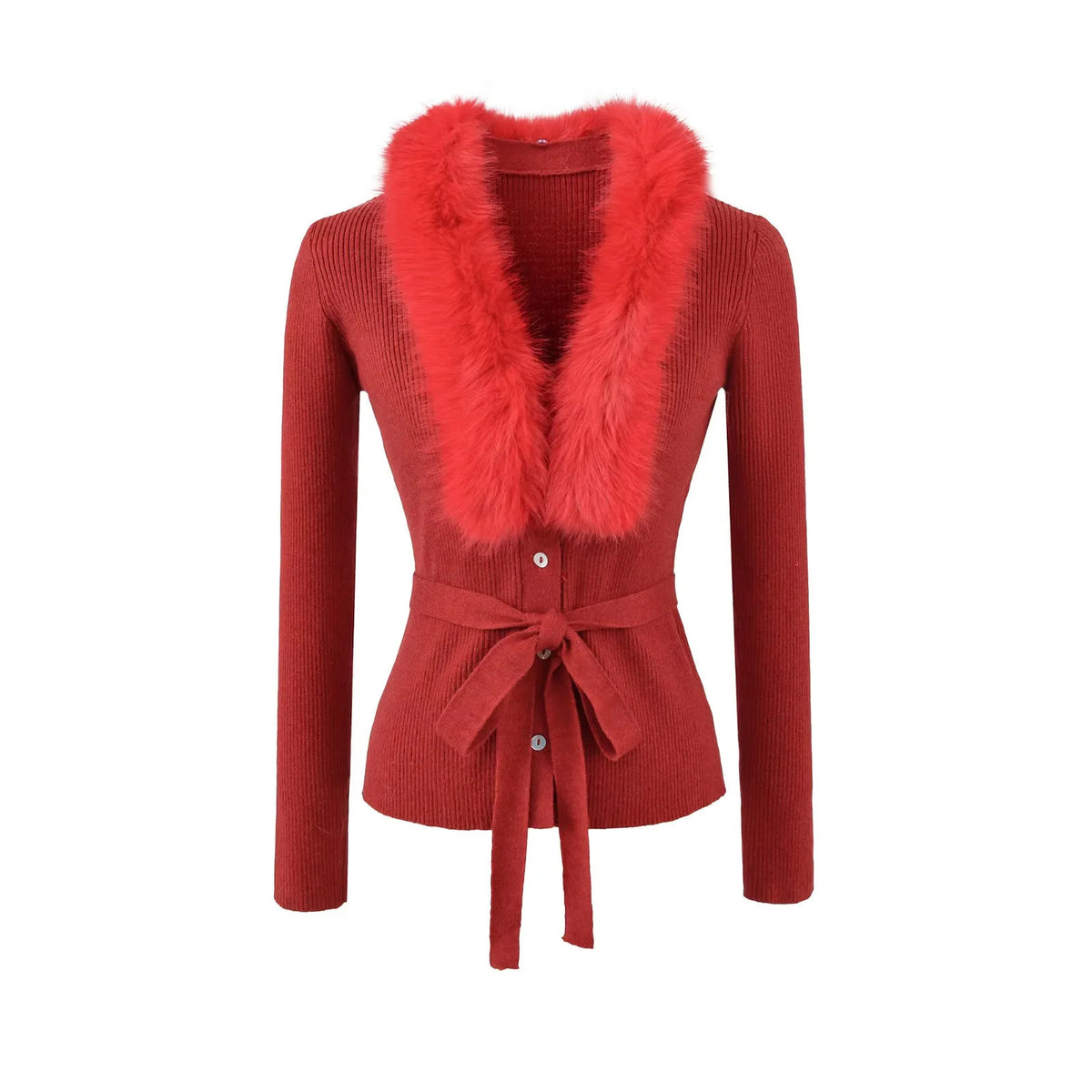 French Style V-Neck Wool Cashmere Knit Cardigan