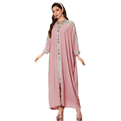 Losvallend Jurk Met Mesh Kralen En Vleermuismouwen