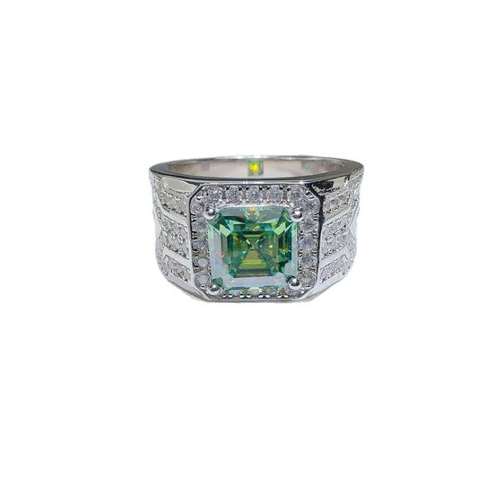 Moissanite zilveren herenring