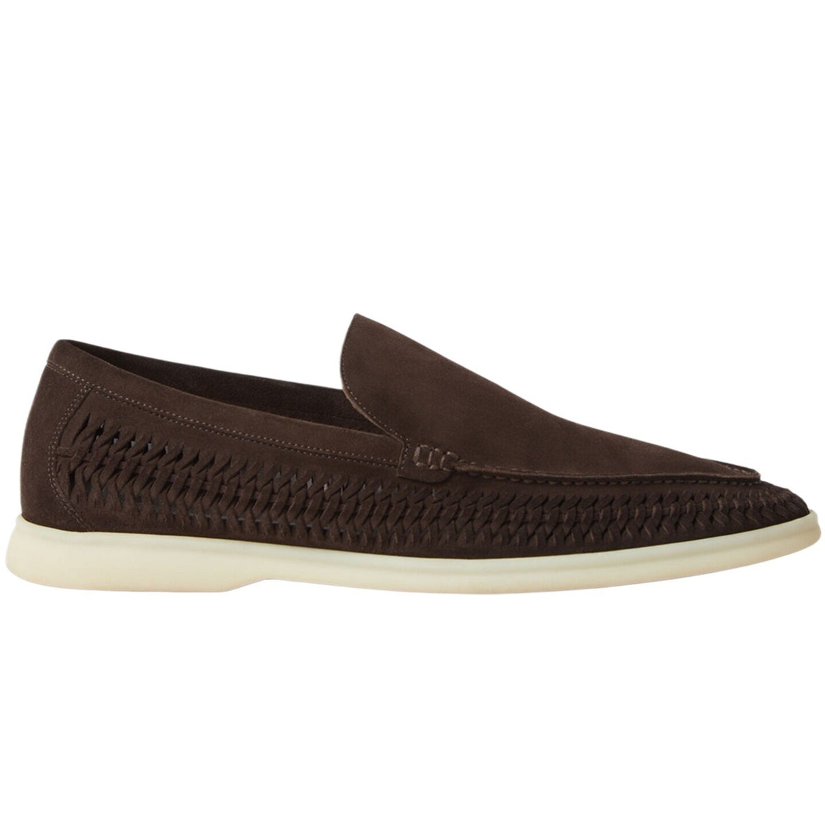 Retro British-style suede woven breathable one-piece slip-on loafers