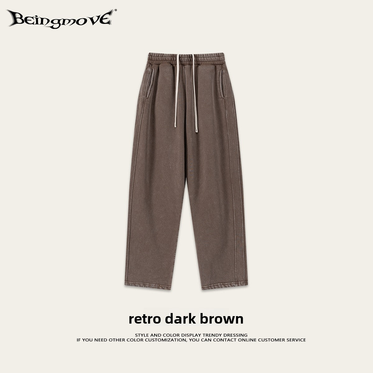Retro Washed 400g Fleece Lined Curved Cut Straight Leg Sweatpants for Men