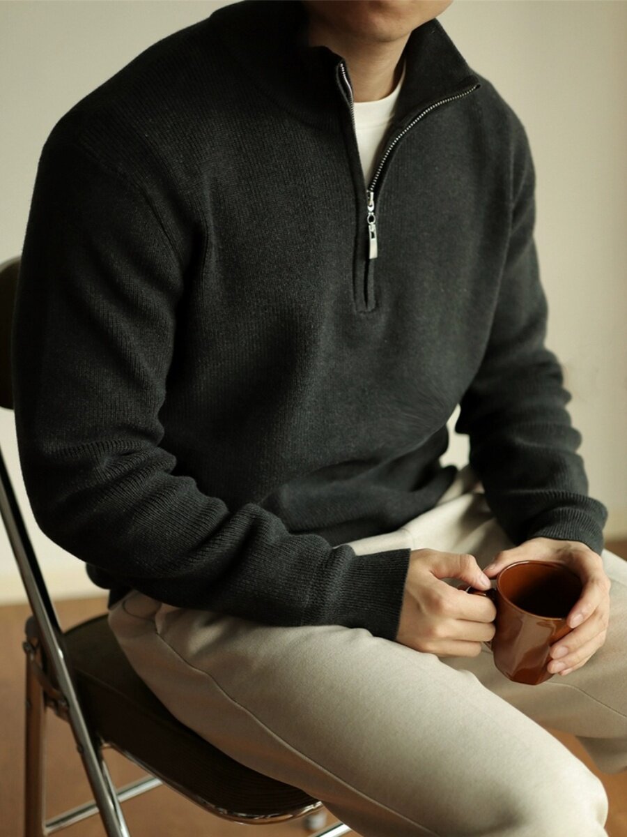 Half-zip turtleneck sweater