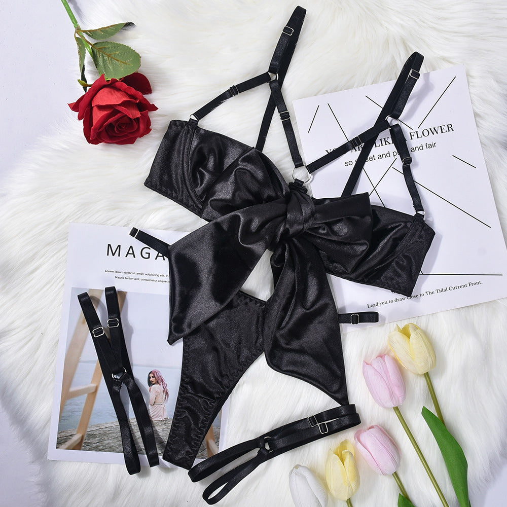 Bow Hollow Lingerie Three-Piece Set